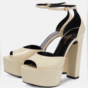Saint Laurent Jodie Platform Sandals In Smooth Leather